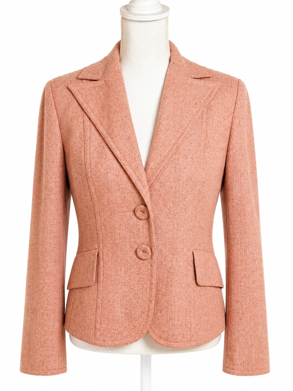 Ann Taylor Wool Blend Herringbone Blazer Academia Preppy Jacket Size 6